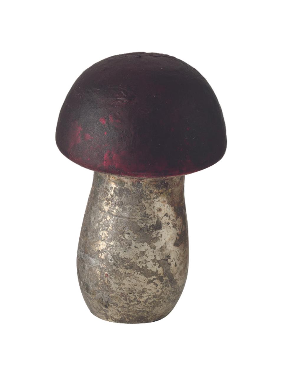 Champignon décoratif Putu, 3 élém., Couleur argentée avec finition antiquaire, rose foncé