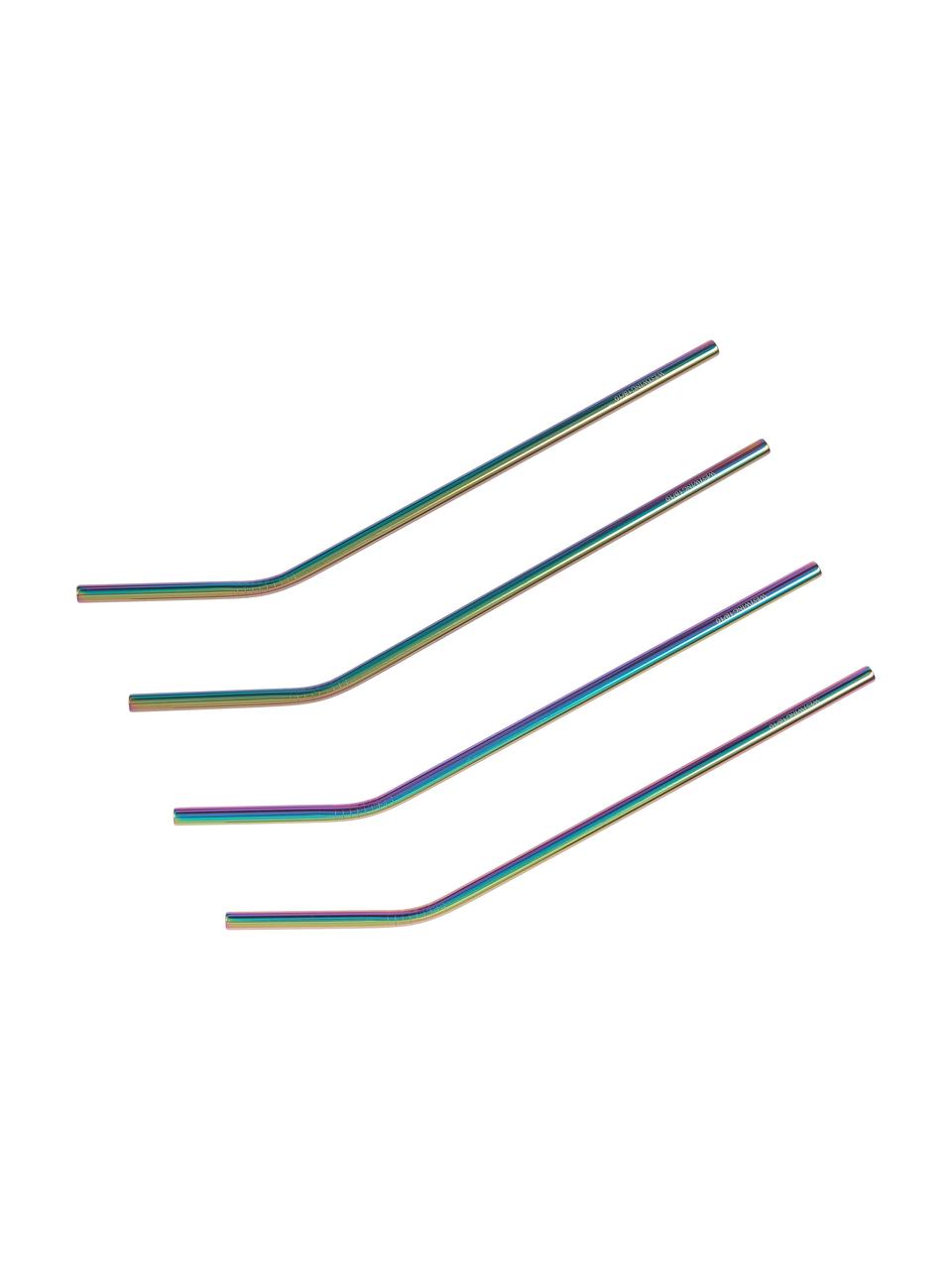 Set de pajitas Shine, 4 uds., con cepillo, Iridiscente, L 23 cm