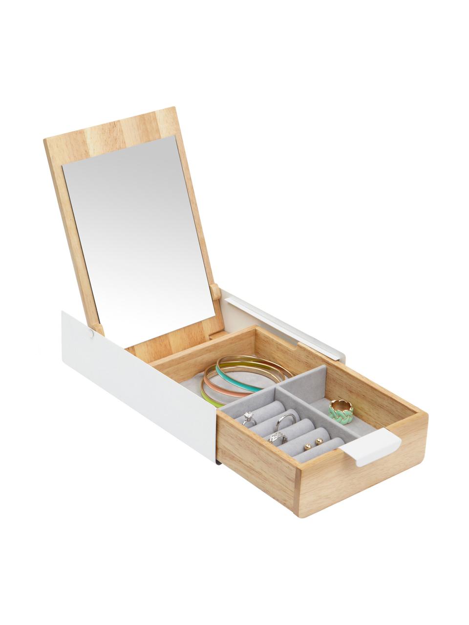 Šperkovnica Reflexion, Škatuľka: biela, drevo Podšívka: sivá Vnútro vrchnáku: zrkadlové sklo