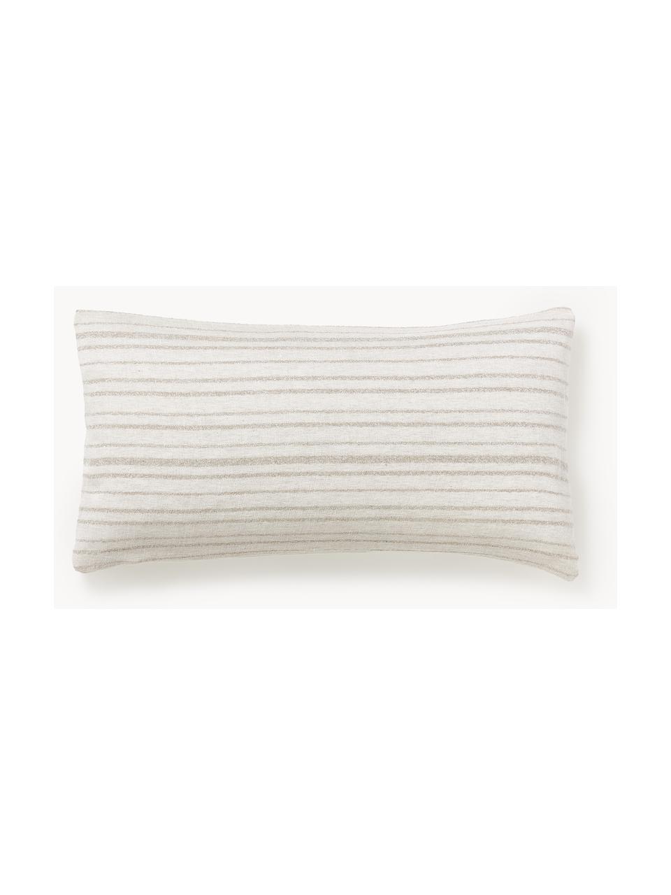 Konopný povlak na polštář Mindy, Světle béžová, tlumeně bílá, Š 40 cm, D 80 cm