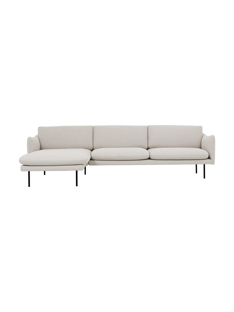 Sofá rinconera Moby, Tapizado: poliéster Alta resistenci, Estructura: madera de pino maciza, Patas: metal, Tejido beige, An 280 x F 160 cm, chaise longue izquierda