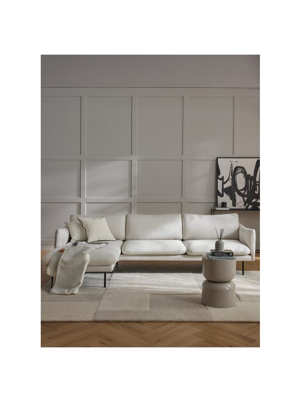 Canapé d'angle Moby, Tissu blanc cassé, larg. 280 x prof. 160 cm, méridienne à gauche