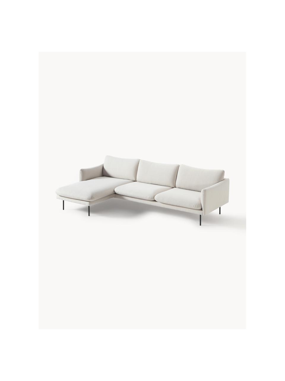 Ecksofa Moby, Bezug: Polyester Der hochwertige, Gestell: Massives Kiefernholz, Webstoff Off White, B 280 x T 160 cm, Eckteil links