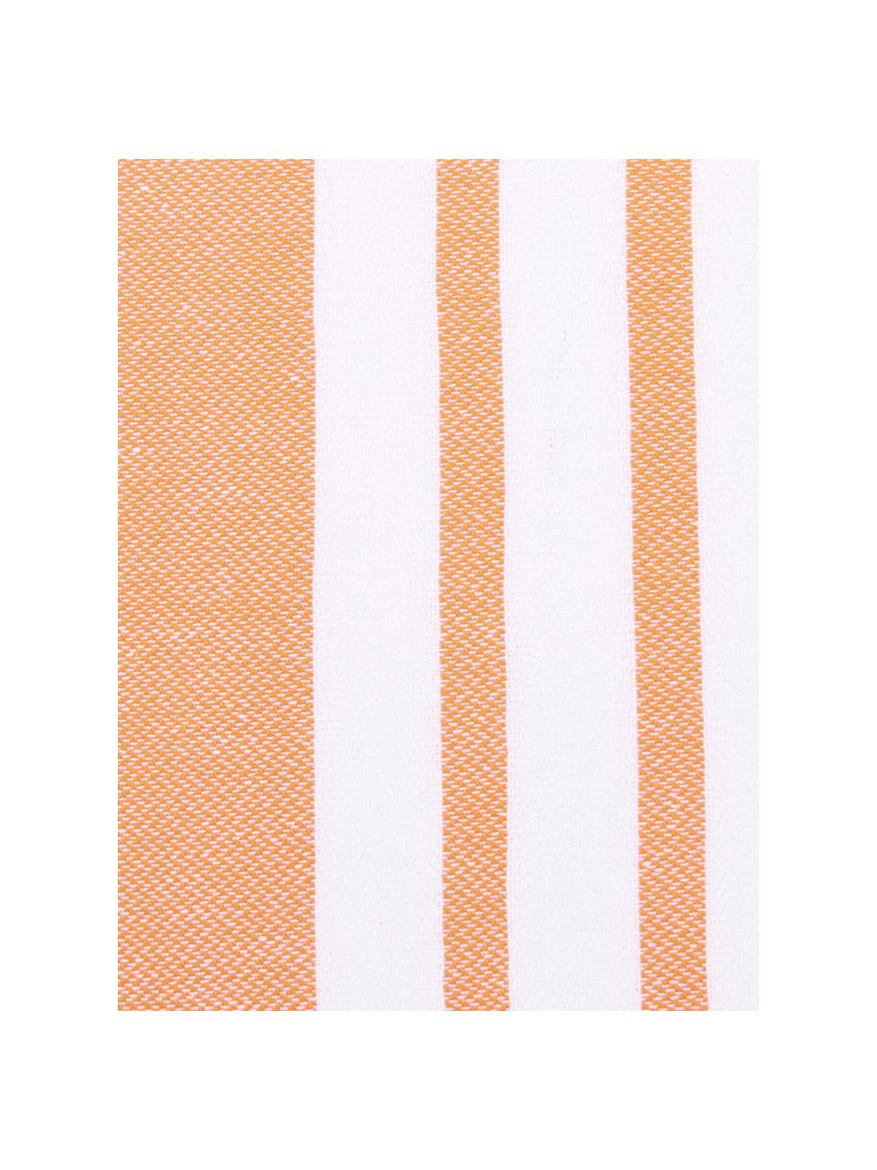 Fouta à rayures avec finition frangée Stripy, Orange, blanc