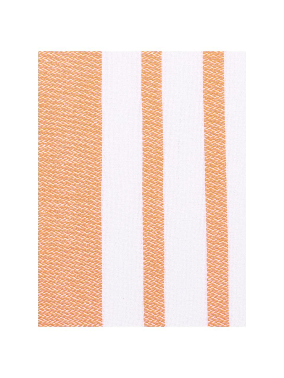 Gestreepte hamamdoek Stripy met franjes, Katoen
Zeer licht materiaal, 185 g/m², Oranje, wit, 95 x 175 cm