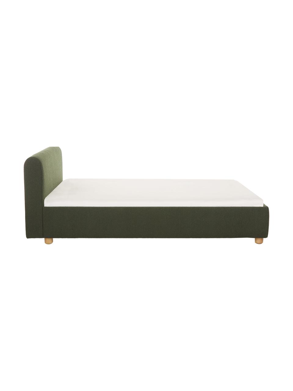 Čalouněná buklé postel Serena, Zelená, Š 140 cm, D 200 cm
