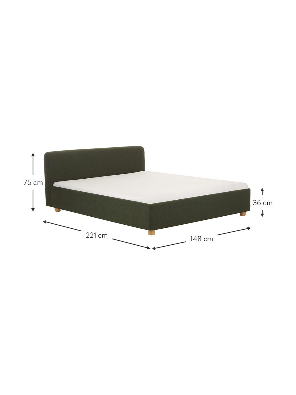 Čalouněná buklé postel Serena, Zelená, Š 140 cm, D 200 cm