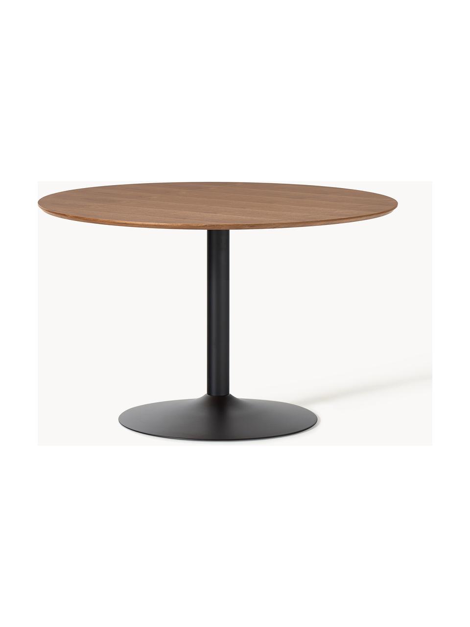 Ronde eettafel Menorca, in verschillende formaten, Tafelblad: MDF met walnoothoutfineer, Walnoothout, zwart, Ø 100 cm