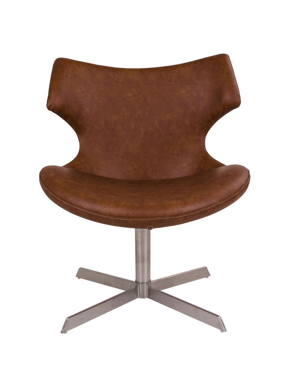 Chaise pivotante en cuir synthétique Zampi, Brun, acier