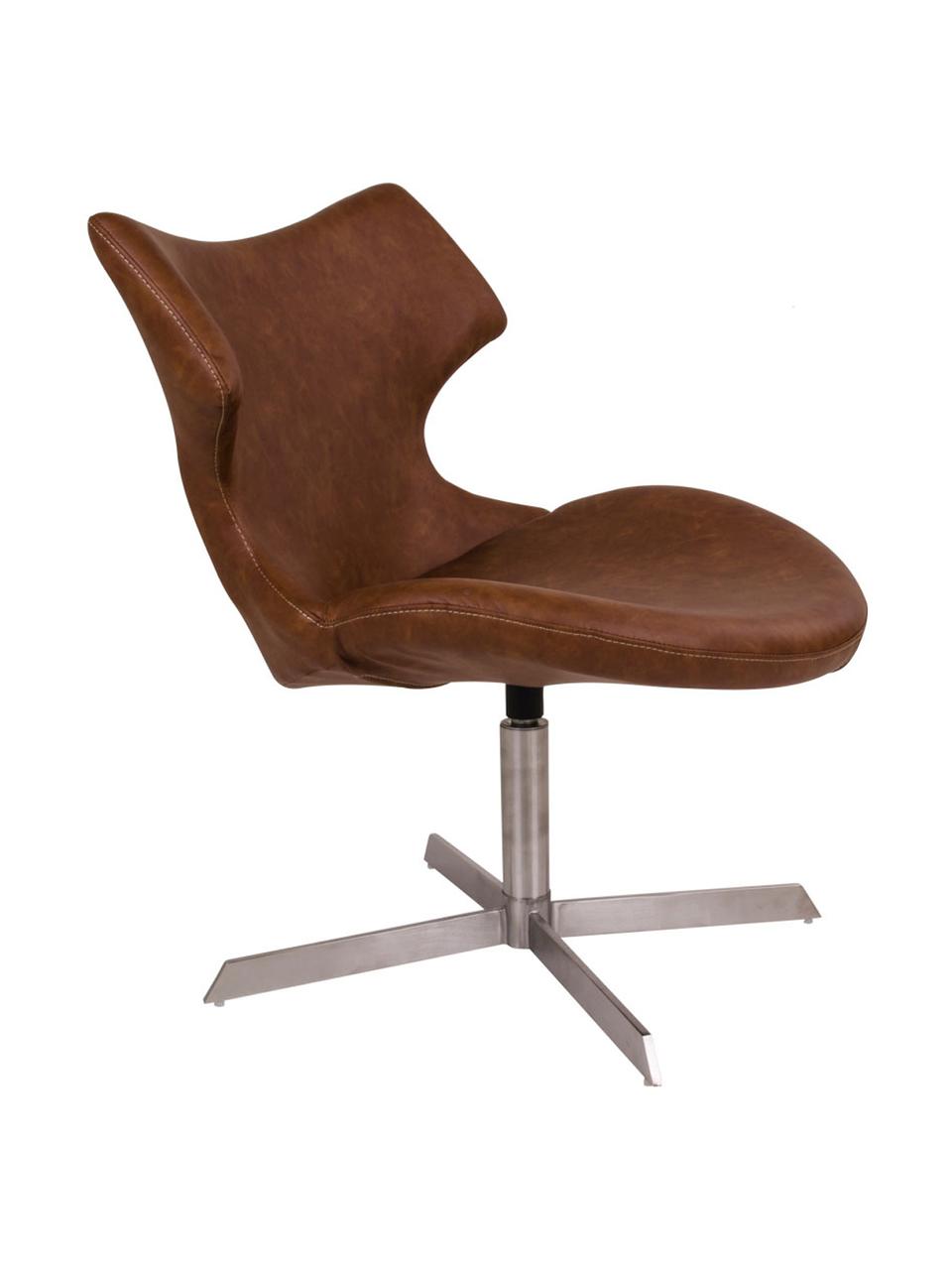 Otočná židle z imitace kůže Zampi, Hnědá, ocel