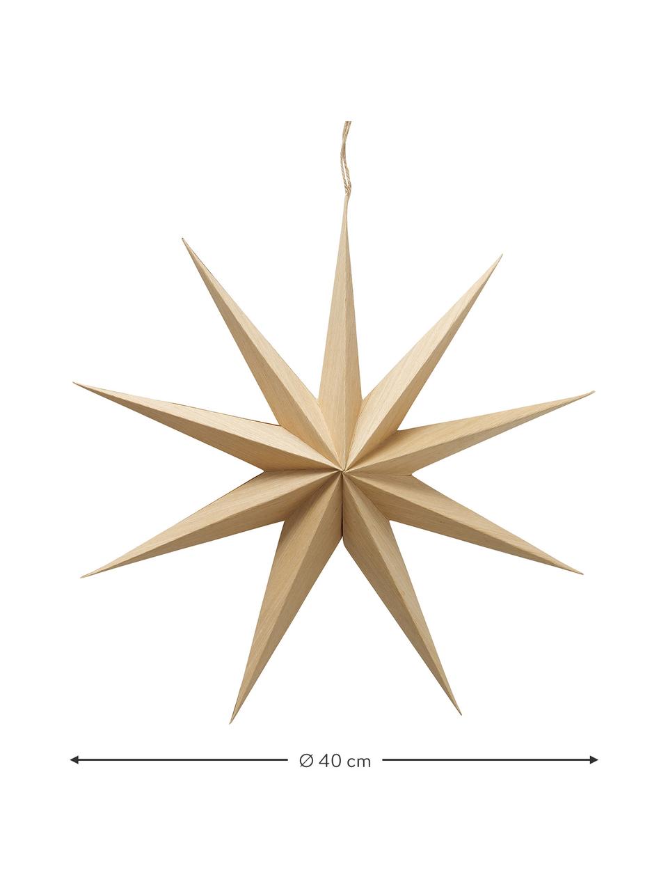 Estrella artesanal para colgar Cassie, Papel reciclado, Marrón claro, Ø 40 x F 10 cm
