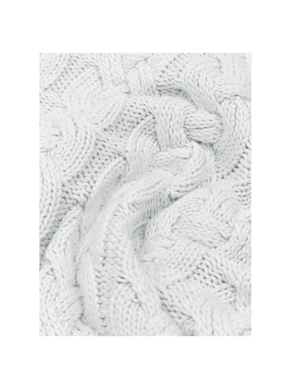 Copricuscino fatto a maglia con motivo a trecce Caleb, 100% cotone pettinato, Bianco, Larg. 40 x Lung. 40 cm