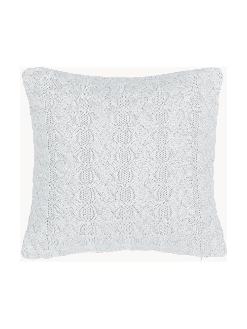 Housse de coussin tricotée 40x40 blanc Caleb, 100 % coton peigné, Blanc, larg. 40 x long. 40 cm