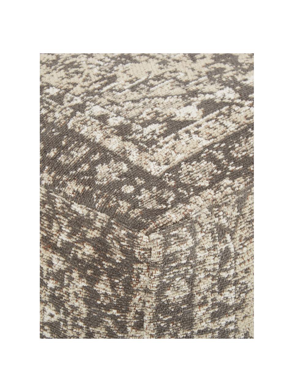 Cuscino da pavimento vintage Rebel, Rivestimento: 95% cotone, 5% poliestere, Grigio scuro, color crema, Larg. 70 x Alt. 26 cm