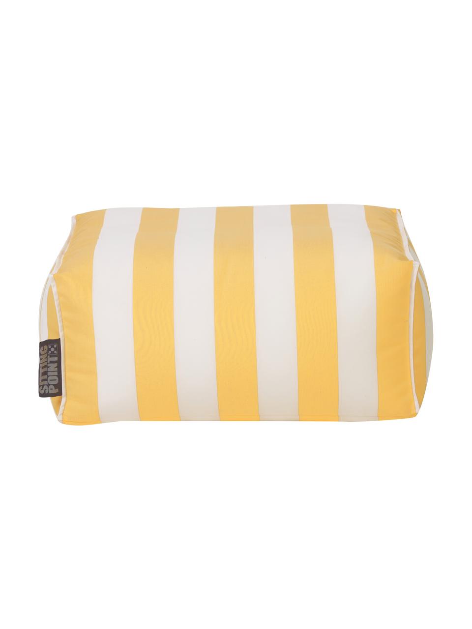 Coussin de sol d'extérieur Korfu, Jaune, blanc, larg. 65 x haut. 35 cm