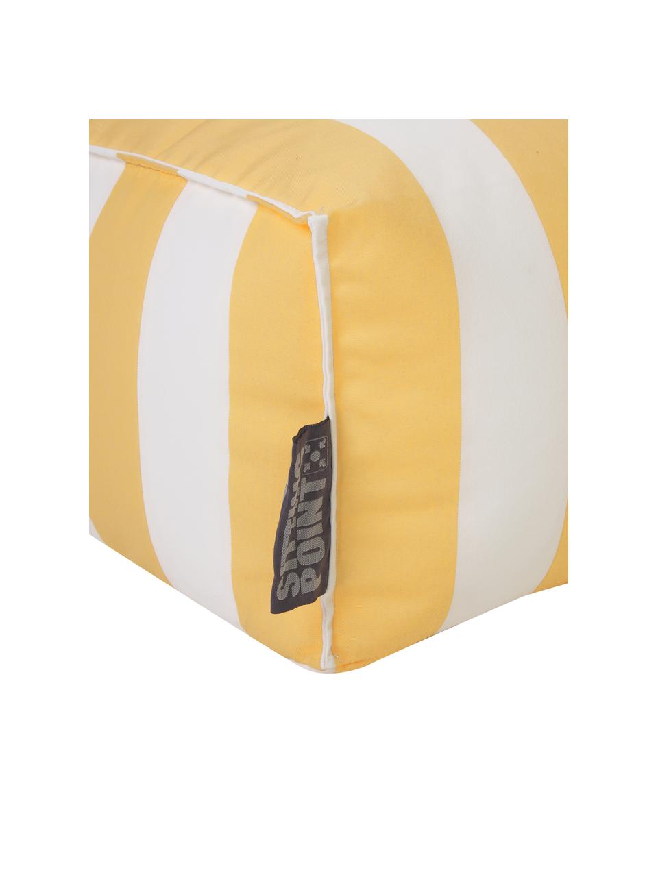 Cojín de suelo para exterior Korfu, Tapizado: 100% polipropileno, recub, Amarillo, blanco, An 65 x Al 35 cm