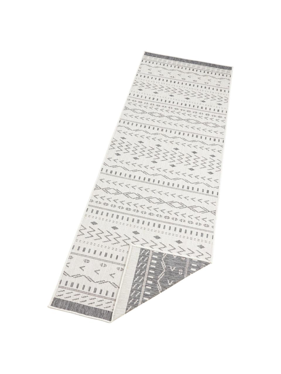 In- und Outdoor-Wendeläufer Kuba, 100% Polypropylen, Grau, Cremefarben, gemustert, B 80 x L 350 cm