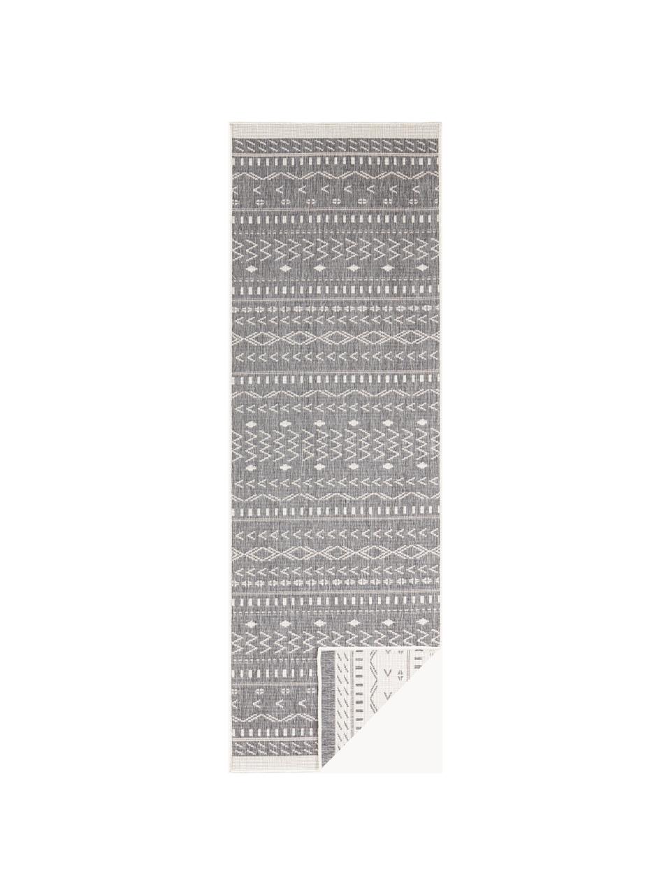 Alfombra reversible de interior/exterior Kuba, Gris, crema, An 80 x L 350 cm