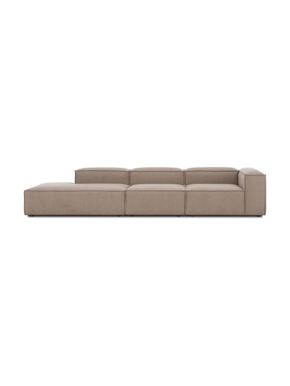 Modulární XL šezlong Lennon, Hnědá, Š 357 cm, H 119 cm, opěradlo na pravé straně
