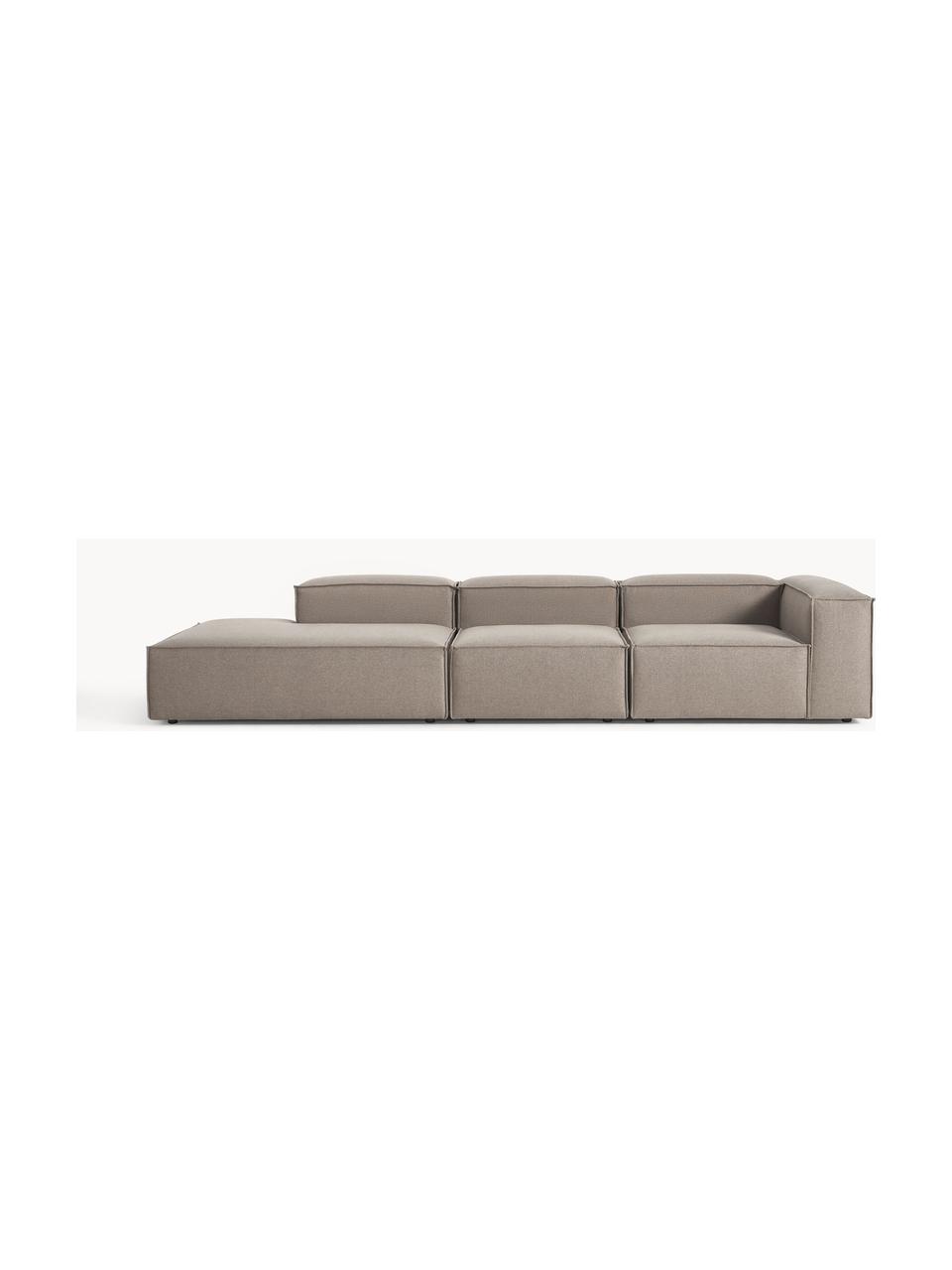 Modulaire XL chaise longue Lennon, Bekleding: 100% polyester De slijtva, Frame: massief grenenhout, multi, Poten: kunststof Dit product is , Geweven stof taupe, B 357 x D 119 cm, armleuning rechts