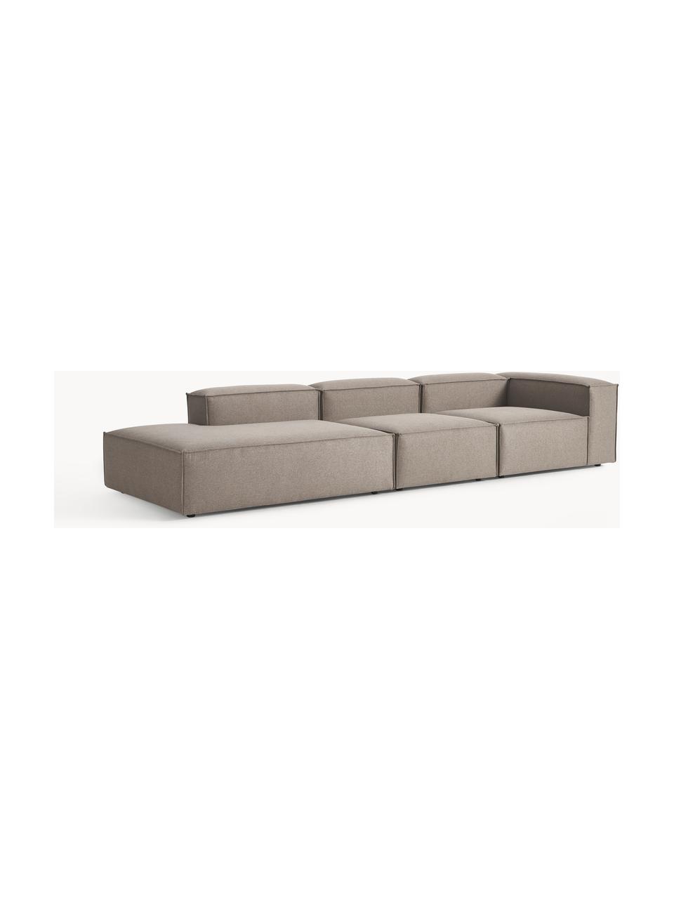 Modulaire XL chaise longue Lennon, Bekleding: 100% polyester De slijtva, Frame: massief grenenhout, multi, Poten: kunststof Dit product is , Geweven stof taupe, B 357 x D 119 cm, armleuning rechts