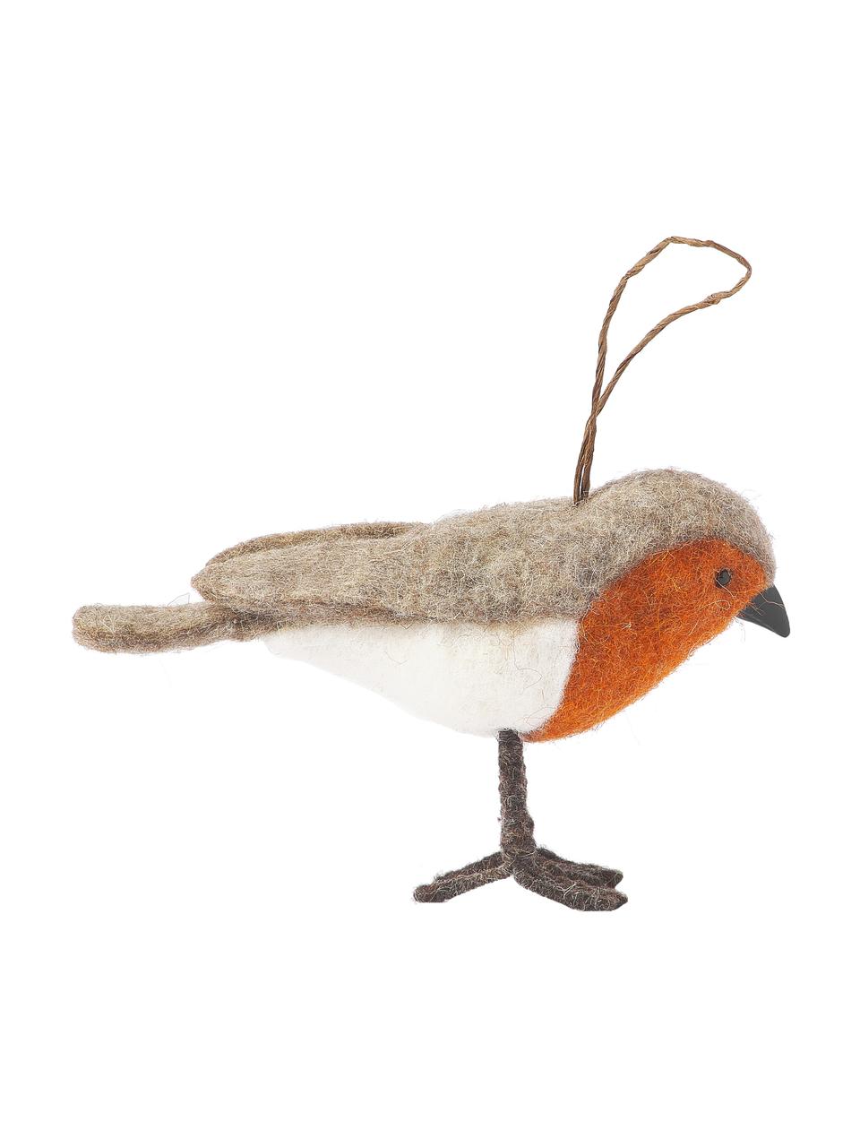 Baumanhänger Birds aus Wolle, 2er-Set, 100 % Wolle, Braun, Orange, Beige, B 15 x H 10 cm