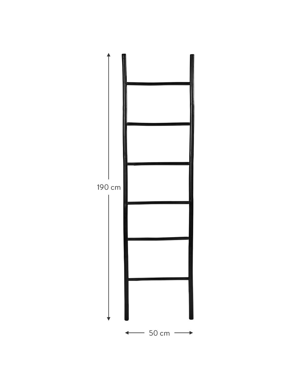 Ladderrek Safari van bamboehout, Gecoat bamboehout, Zwart, B 50 x H 190 cm