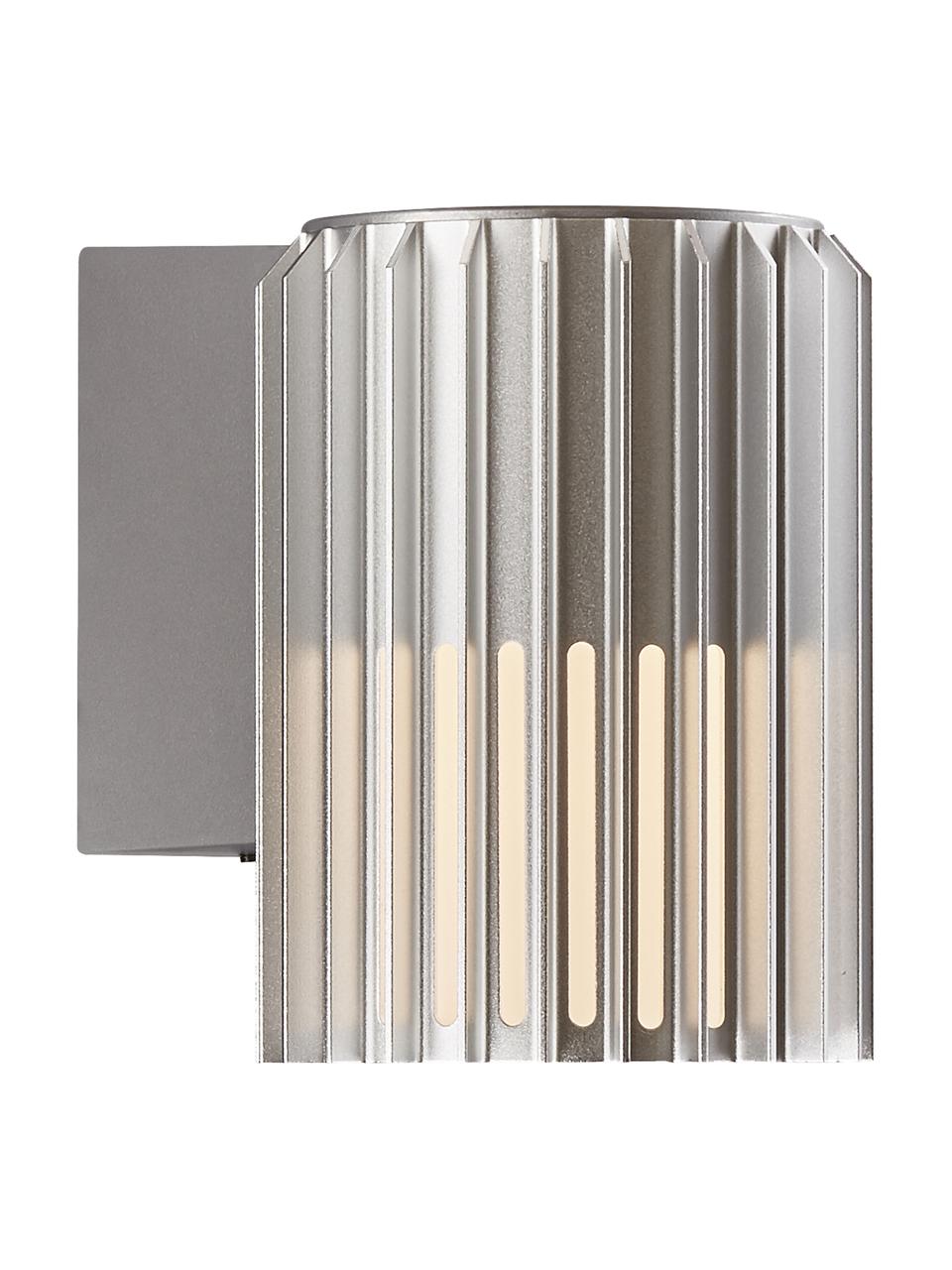 Aplique de exterior Matrix, Pantalla: metal recubierto, Plateado, blanco opalino, An 12 x Al 17 cm