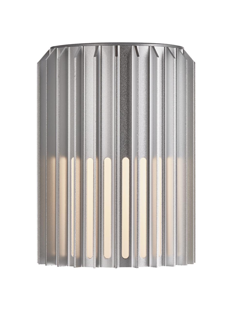 Aussenwandleuchte Matrix in Silber, Lampenschirm: Metall, beschichtet, Silberfarben, Opalweiss, 12 x 17 cm