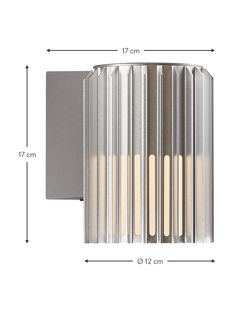 Aussenwandleuchte Matrix in Silber, Lampenschirm: Metall, beschichtet, Silberfarben, Opalweiss, 12 x 17 cm