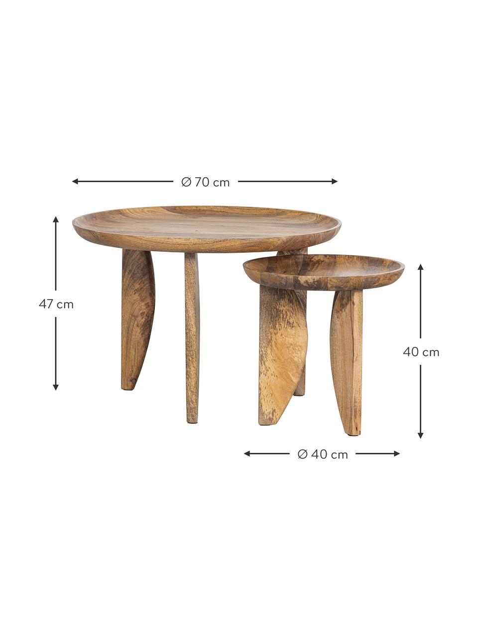 Tables gigognes en bois de manguier Ella, 2 élém., Bois de manguier, Bois de manguier, Lot de différentes tailles