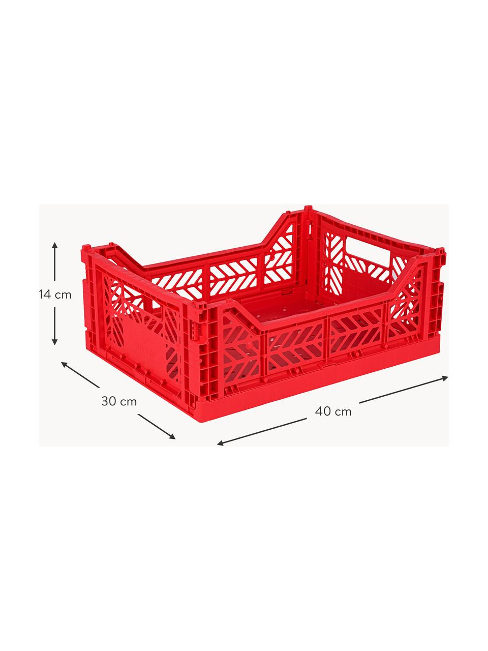 Caisson de rangement pliable Midi, larg. 40 cm, Plastique, Rouge, larg. 40 x prof. 30 cm