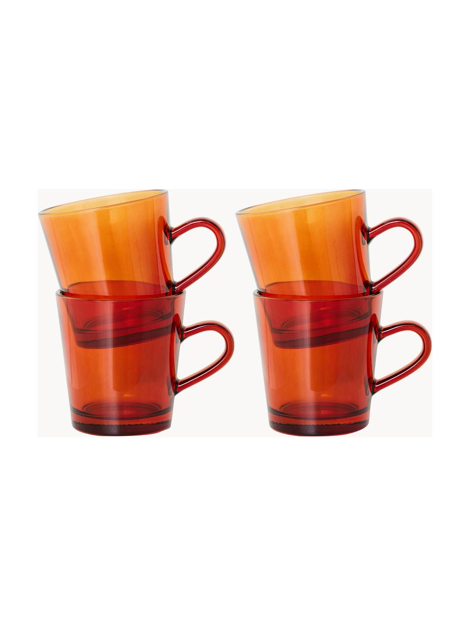 Tazas de vidrio 70's, 4 uds., Vidrio, Ámbar transparente, Ø 8 x Al 8 cm, 200 ml