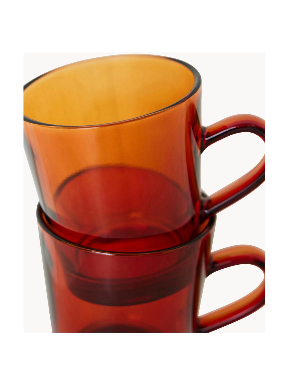 Tazas de vidrio 70's, 4 uds., Vidrio, Ámbar transparente, Ø 8 x Al 8 cm, 200 ml