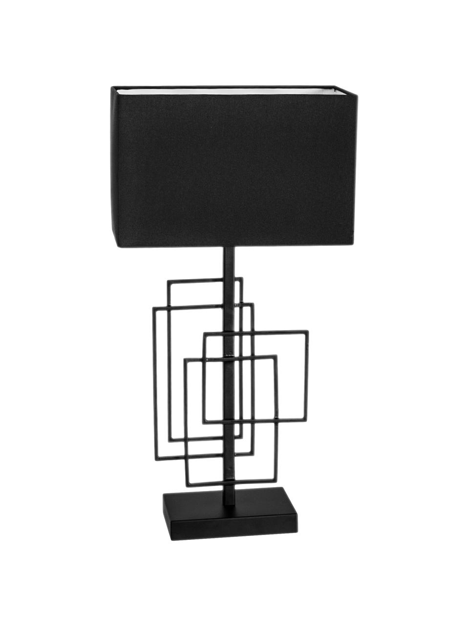 Lámpara de mesa de lino Paragon, Estructura: metal pintado en polvo, Pantalla: lino, Cable: plástico, Negro, An 27 x Al 52 cm