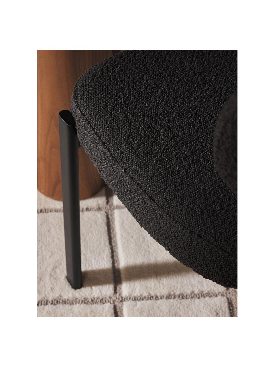 Buklé čalúnená stolička Adrien, Buklé čierna, čierna, Š 56 x V 51 cm