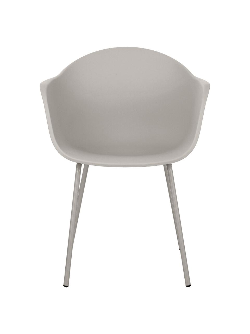 Krzesło z podłokietnikami z tworzywa sztucznego Claire, Nogi: metal malowany proszkowo, Beżowoszary, S 60 x G 54 cm