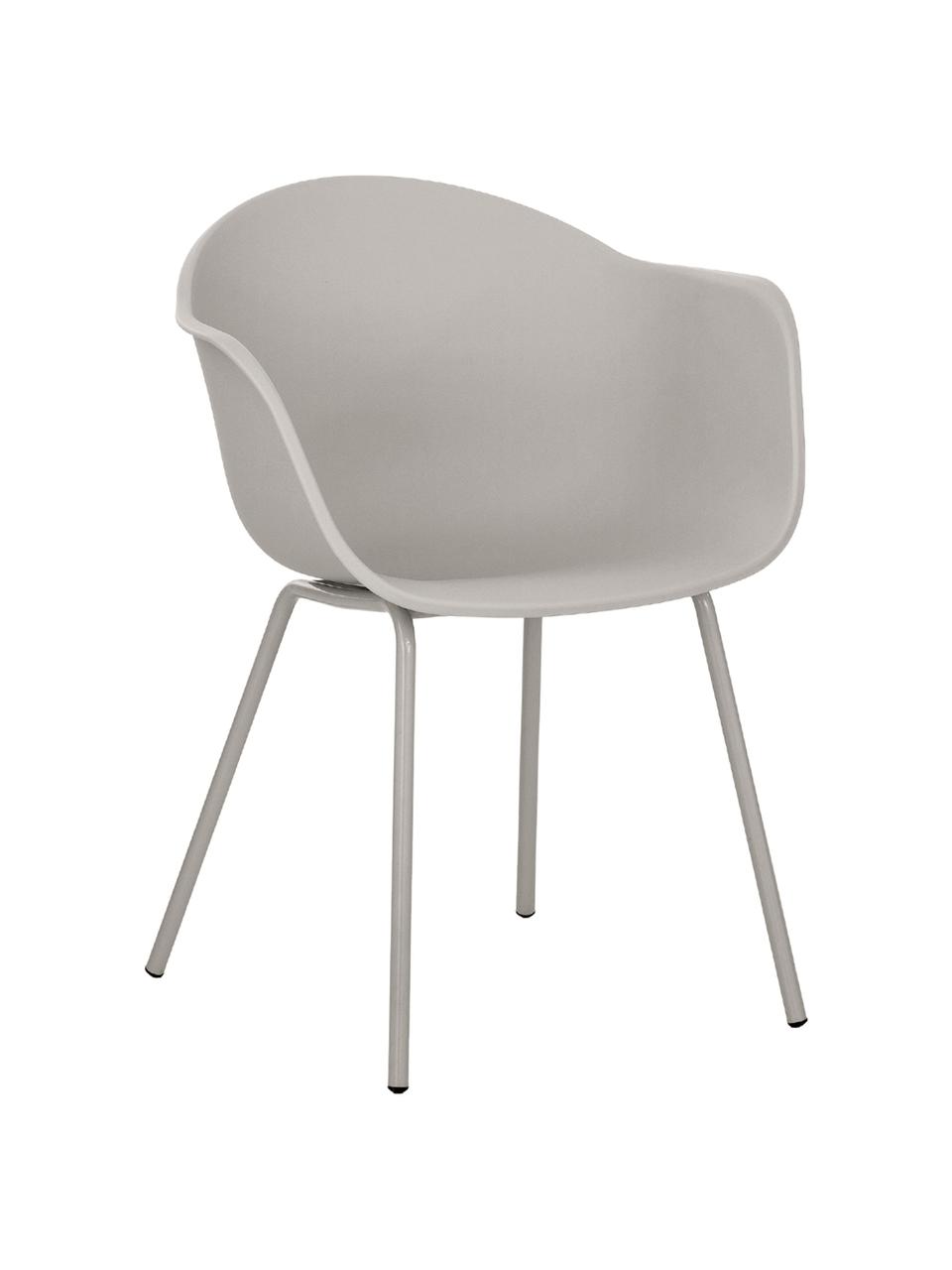 Krzesło z podłokietnikami z tworzywa sztucznego Claire, Nogi: metal malowany proszkowo, Greige, S 60 x G 54 cm