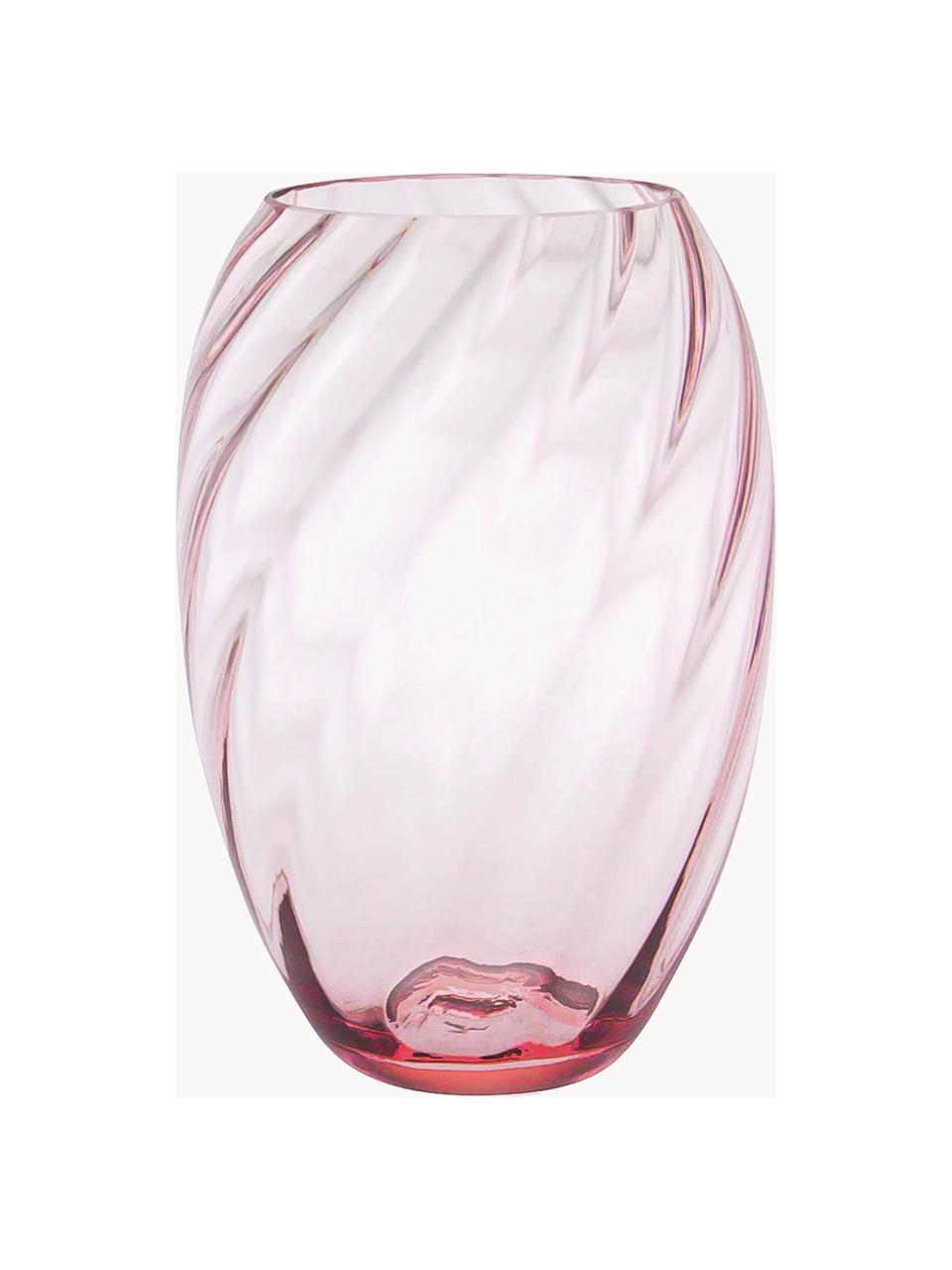 Ručně foukaná váza Elipse, V 23 cm, Sklo, Růžová, Ø 16 cm, V 23 cm
