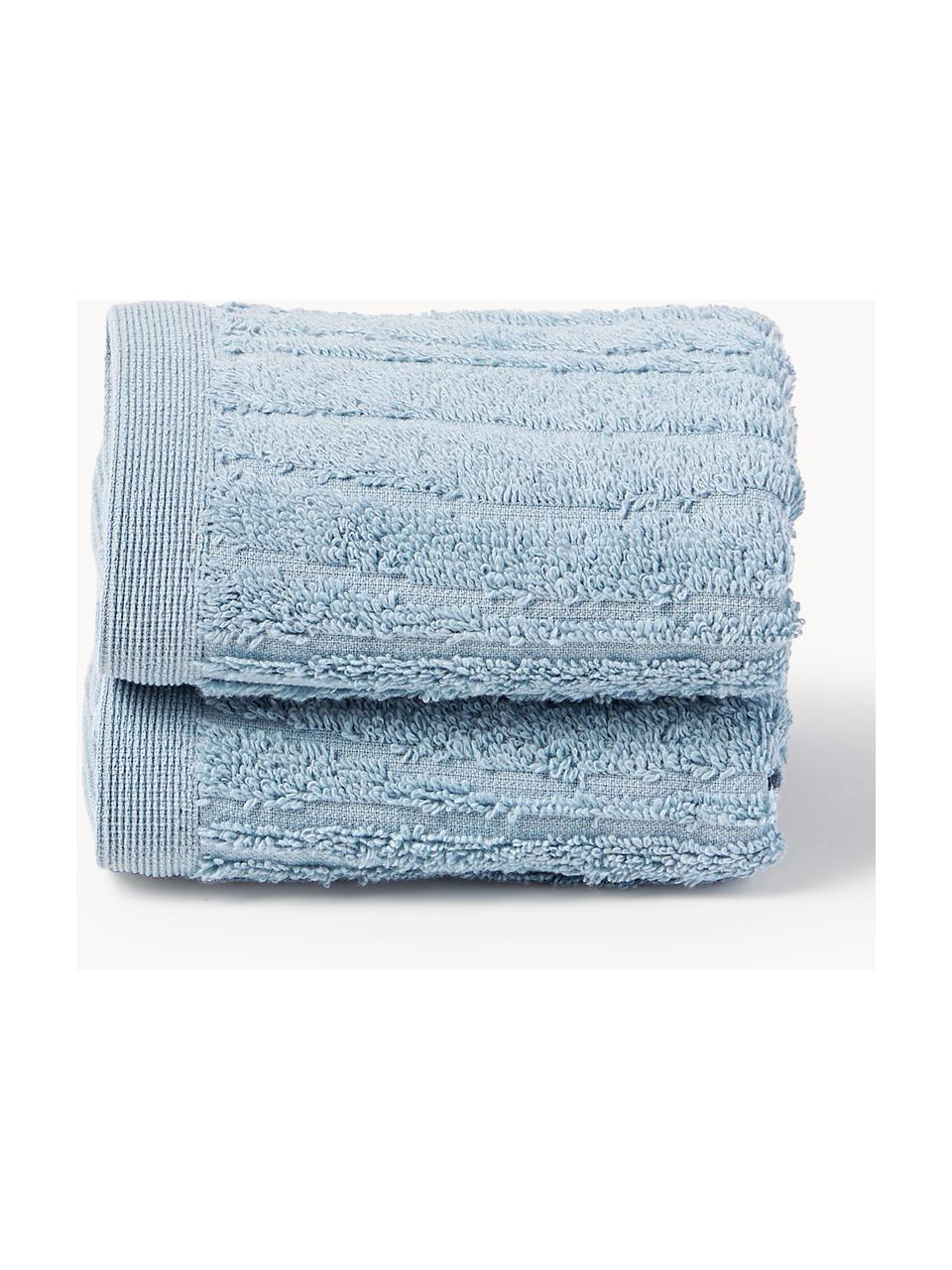 Toallas lavabos de algodón Audrina, tamaños diferentes, Gris azulado, Toalla lavabo, An 50 x L 100 cm, 2 uds.