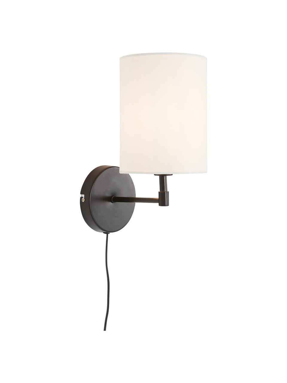 Klassieke wandlampen Seth met stekker, 2 stuks, Lampenkap: textiel, Zwart, wit, D 23 x H 32 cm