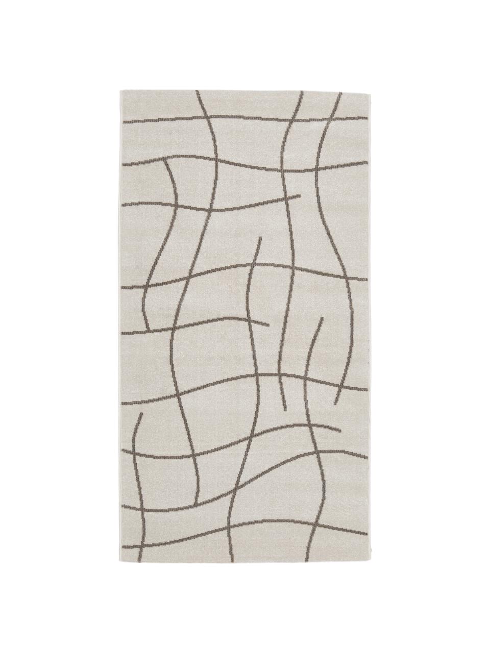 Tapis d'extérieur crème Lillyan, 100 % polypropylène, Couleur crème, gris foncé, larg. 80 x long. 150 cm (taille XS)