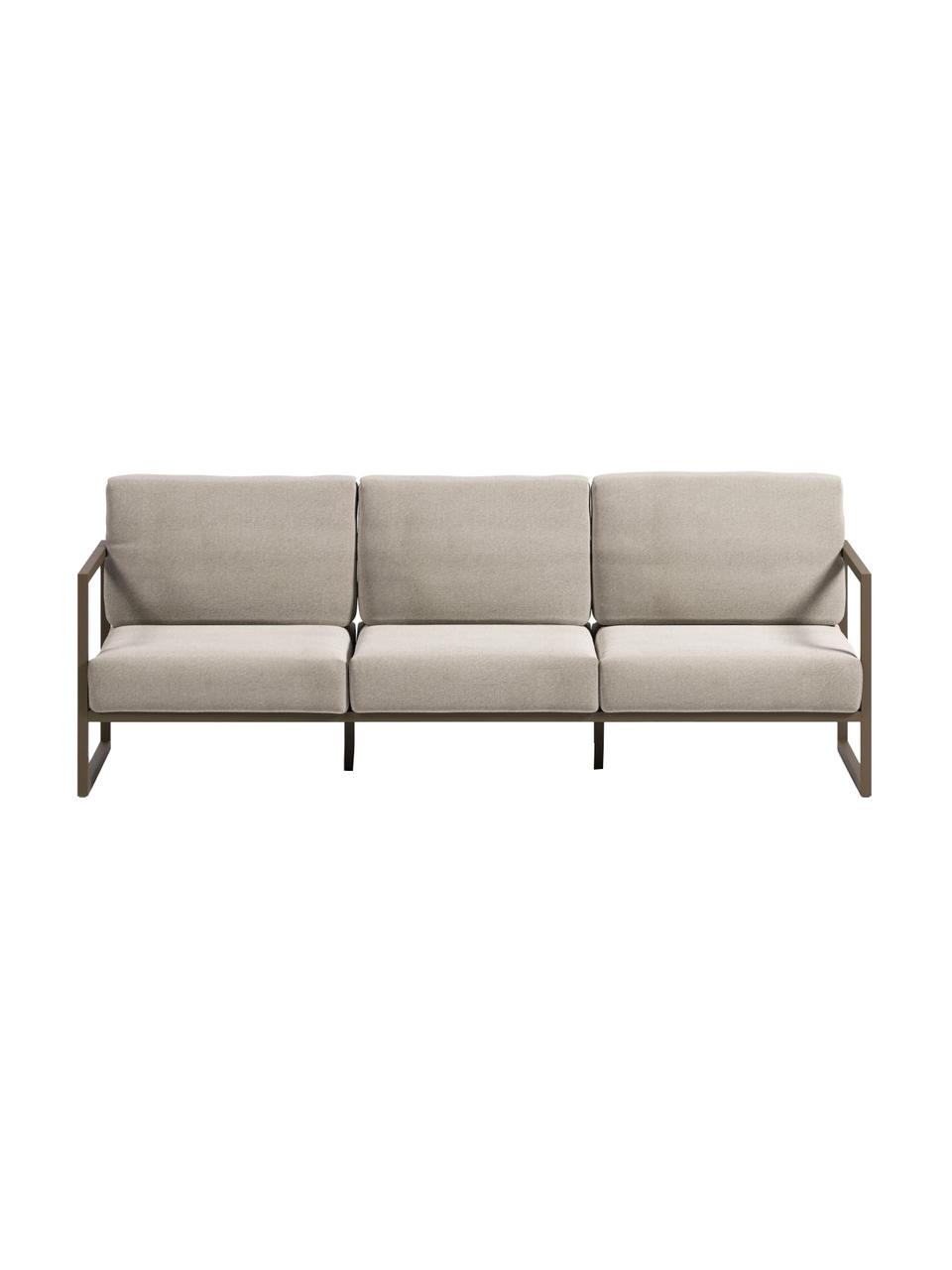 Garten-Loungesofa (3-Sitzer) Comova, Bezug: 100 % Polyester, Gestell: Metall, pulverbeschichtet, Webstoff Hellgrau, Grün, B 225 x T 85 cm