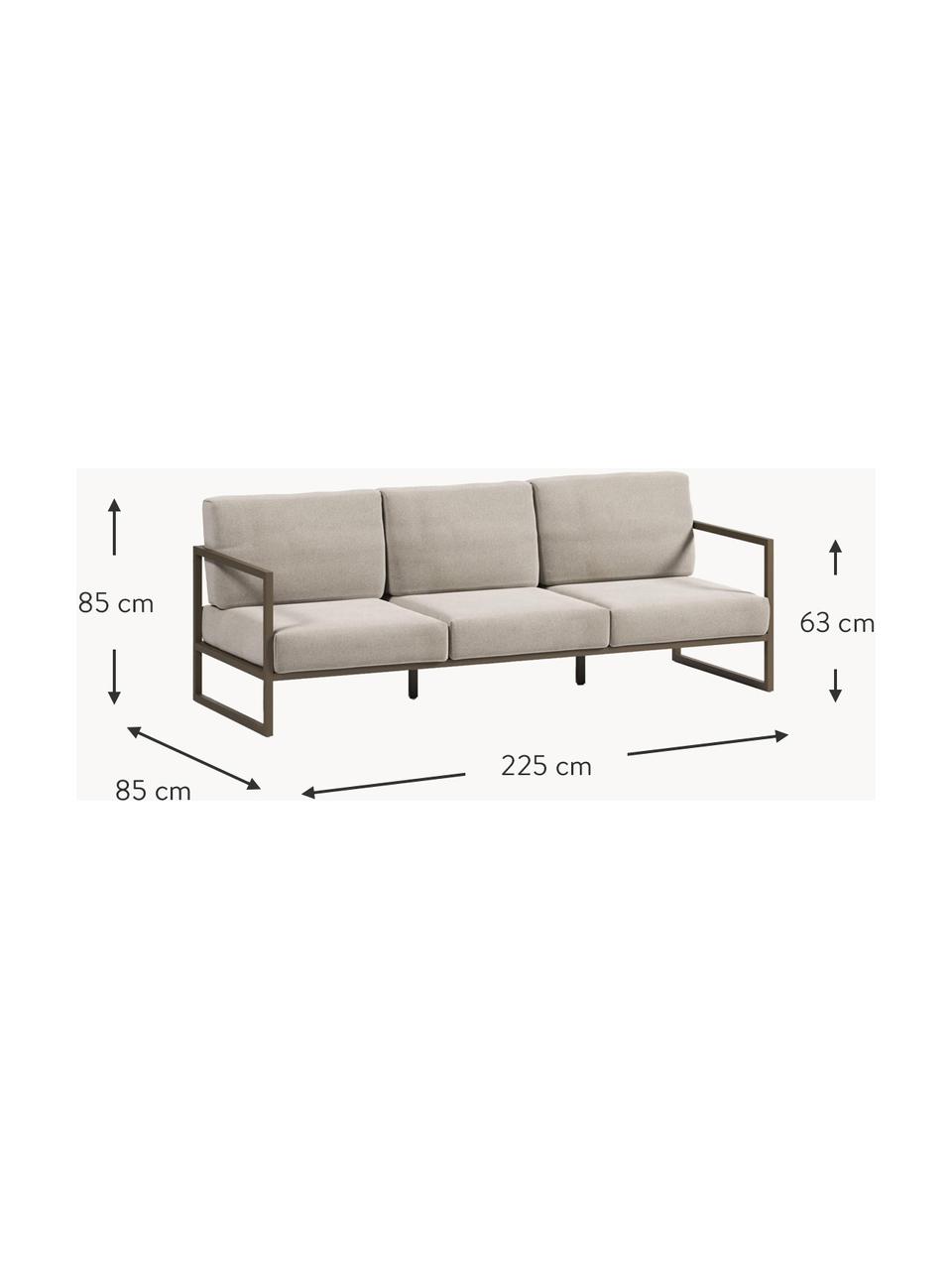 Garten-Loungesofa (3-Sitzer) Comova, Bezug: 100 % Polyester, Gestell: Metall, pulverbeschichtet, Webstoff Hellbeige, Olivgrün, B 225 x T 85 cm