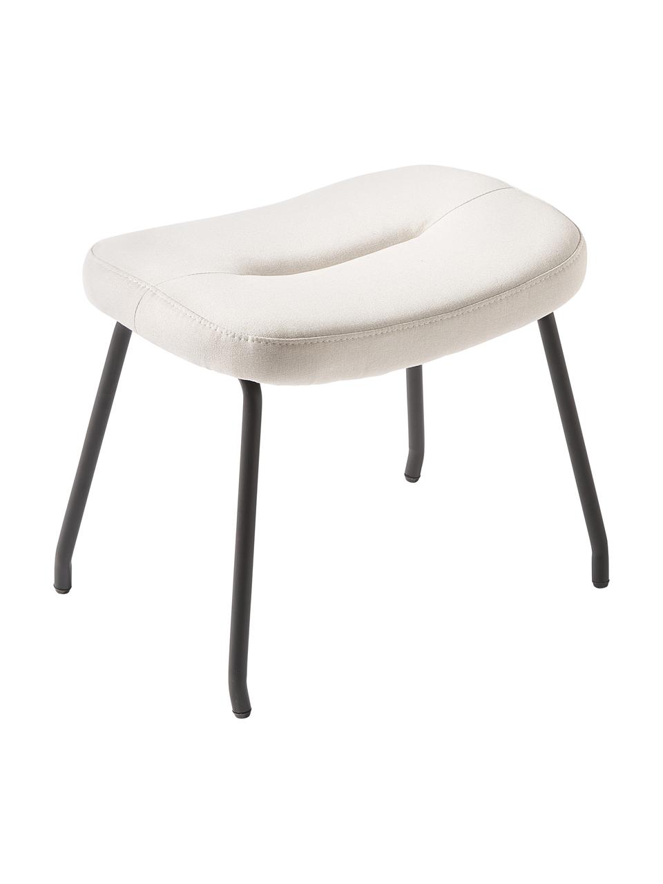Beklede poef Wing, Bekleding: 100 % polyester (fluweel), Poten: gecoat metaal, Geweven stof crèmewit, poten zwart, B 50 x H 41 cm