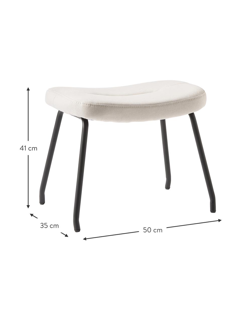 Beklede poef Wing, Bekleding: 100 % polyester (fluweel), Poten: gecoat metaal, Geweven stof crèmewit, poten zwart, B 50 x H 41 cm