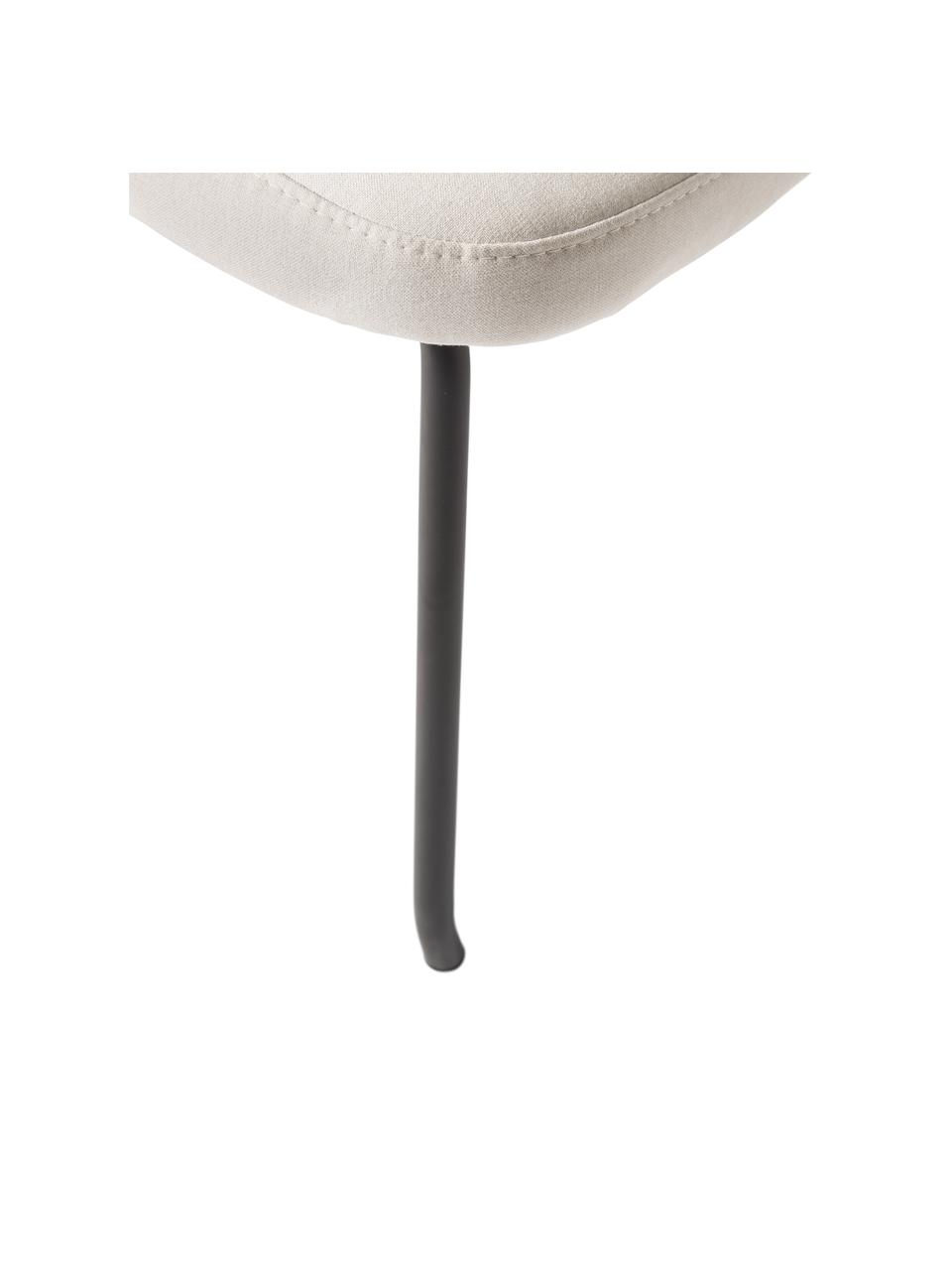 Sgabello imbottito Wing, Rivestimento: 100% poliestere Con 40.00, Gambe: metallo rivestito, Tessuto bianco crema, nero, Larg. 50 x Alt. 41 cm