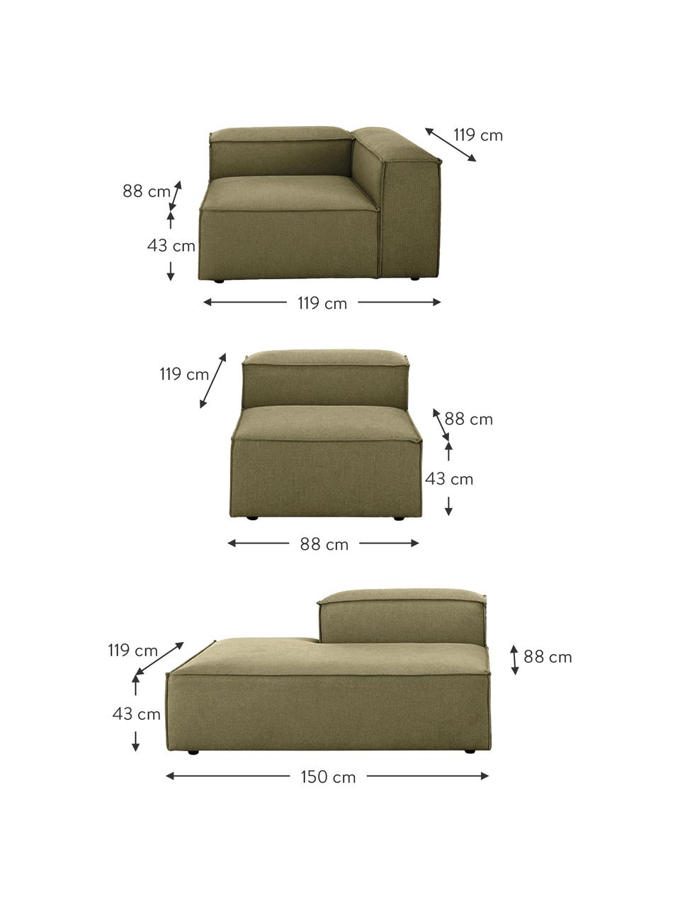 Modulární XL šezlong Lennon, Zelená, Š 357 cm, H 119 cm, opěradlo na pravé straně