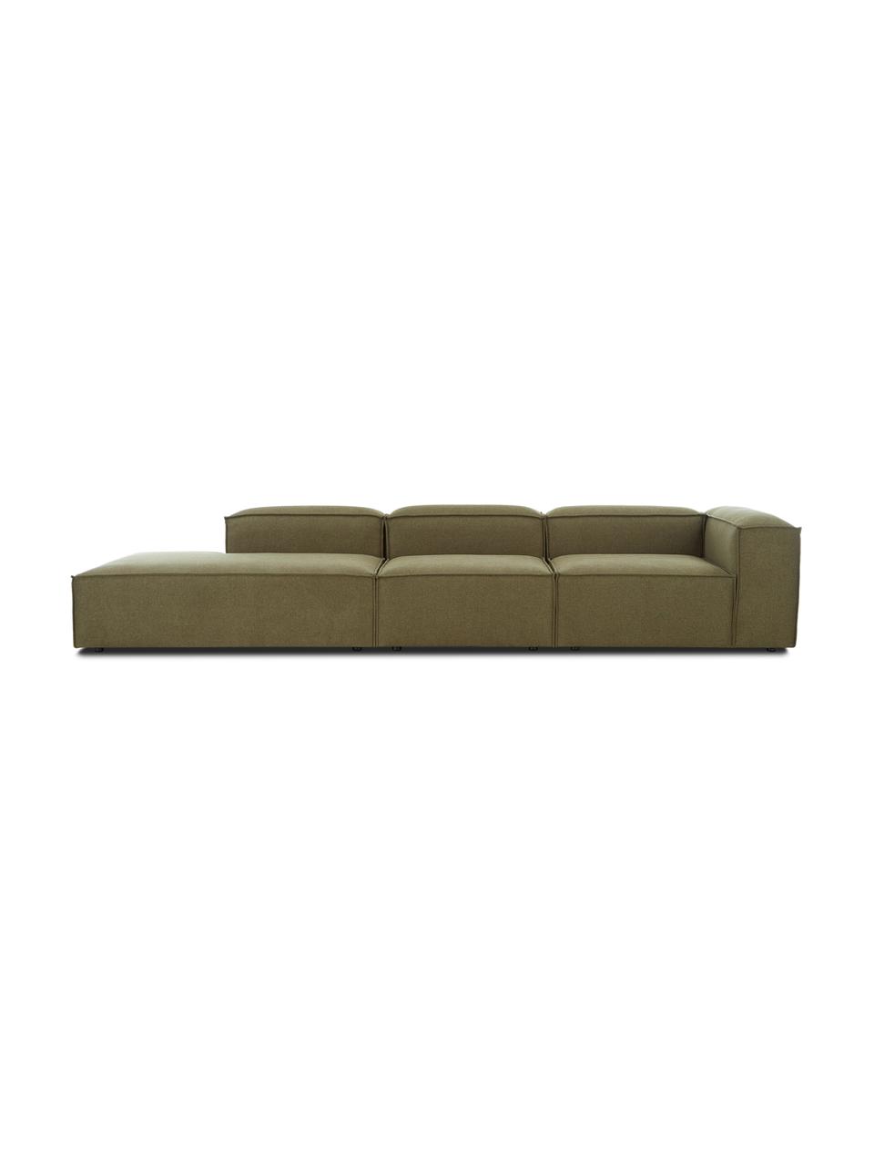 Modulární XL šezlong Lennon, Zelená, Š 357 cm, H 119 cm, opěradlo na pravé straně