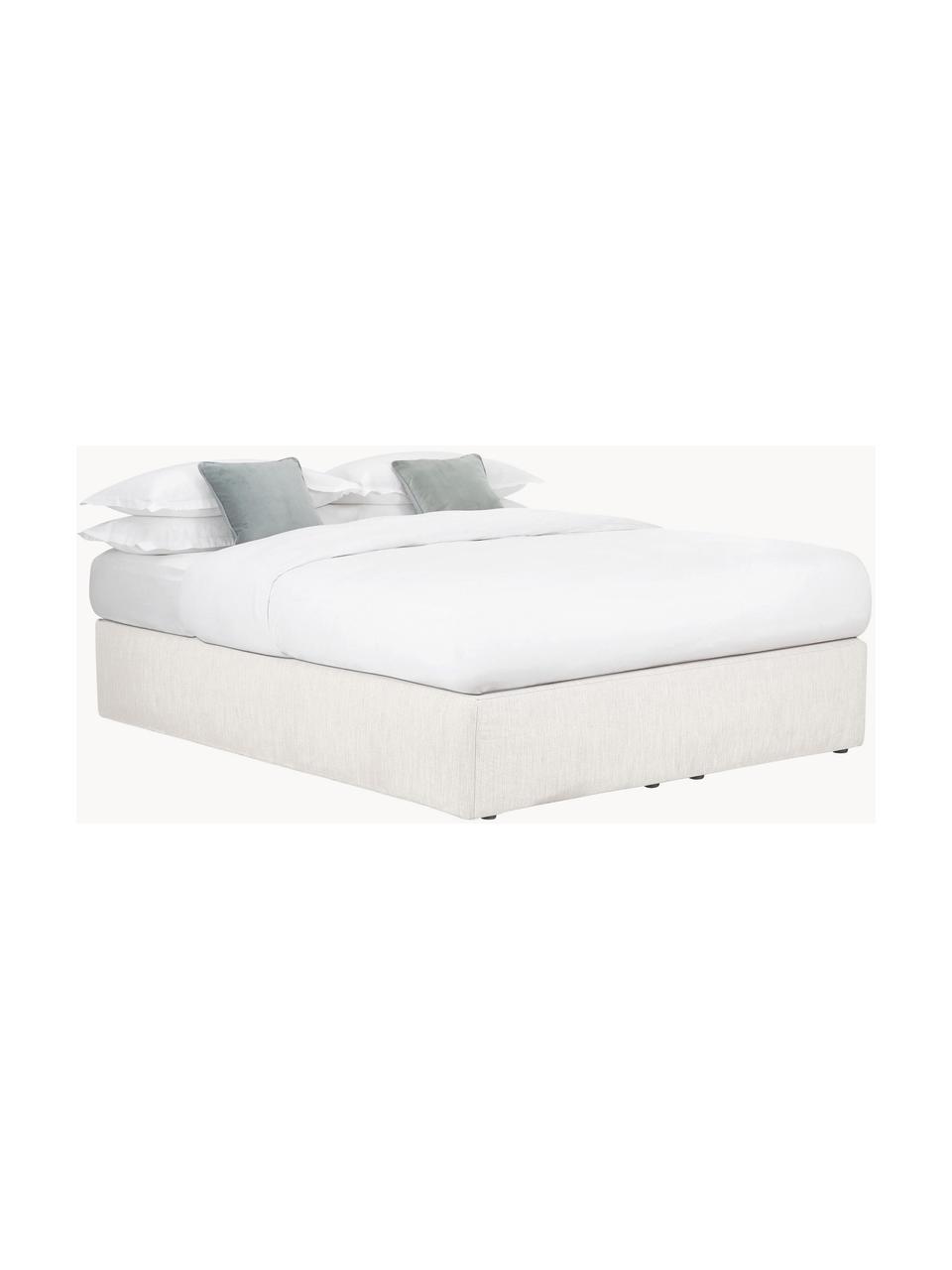 Boxspringbed Enya, Matras: 5-zones pocketvering, Poten: kunststof Dit product is , Geweven stof greige, B 180 x L 200 cm, hardheidsgraad H3